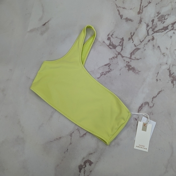 Good American Swim Top Women Green Key Lime Scuba One Shoulder Bikini - Picture 1 of 12